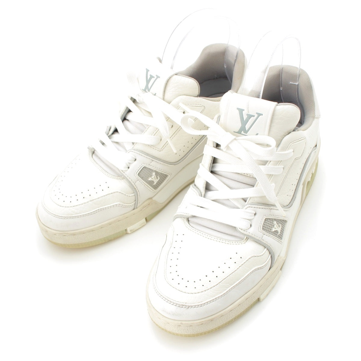 LOUIS VUITTON LV trainer line leather Logo low cut sneakers shoes white 4