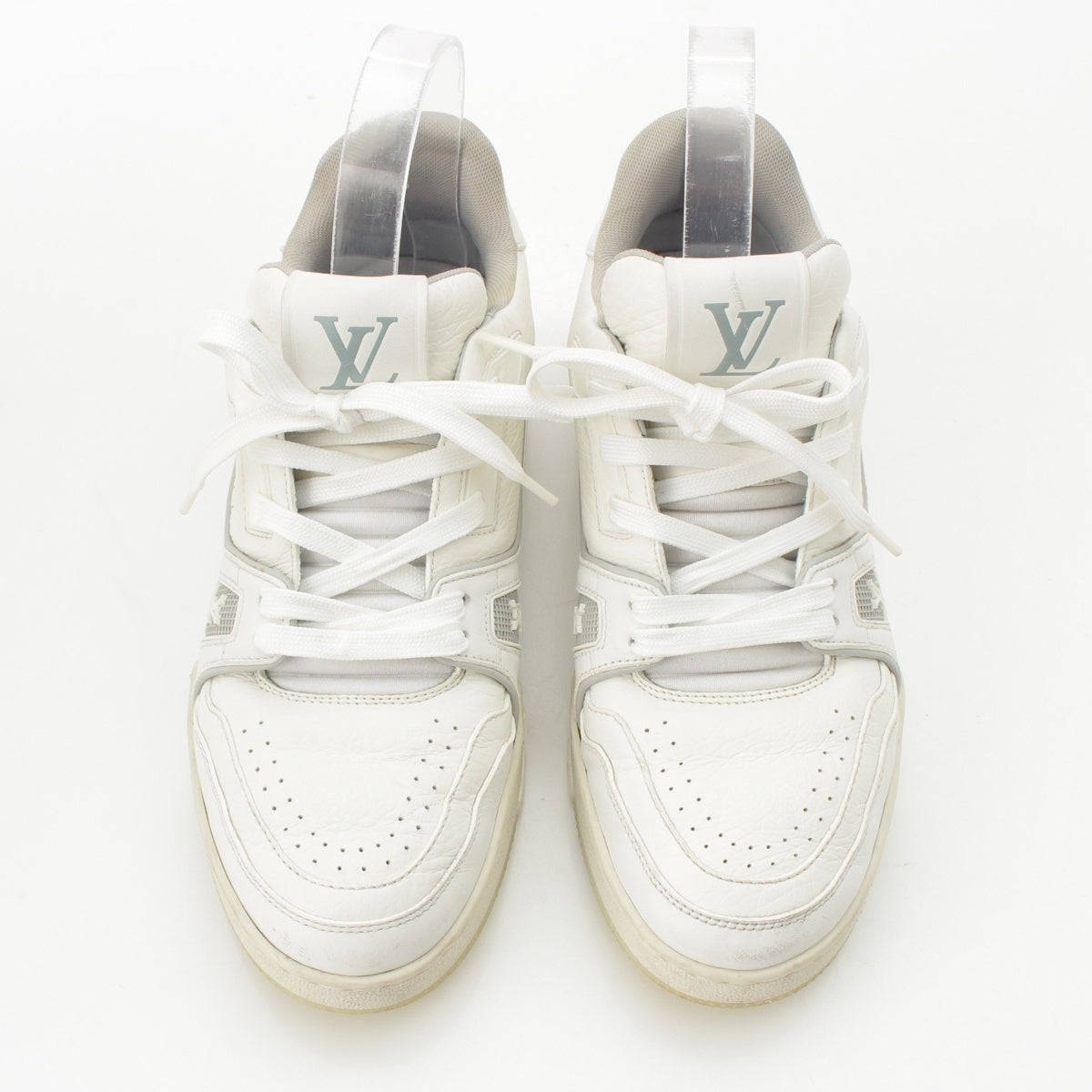 LOUIS VUITTON LV trainer line leather Logo low cut sneakers shoes white 4