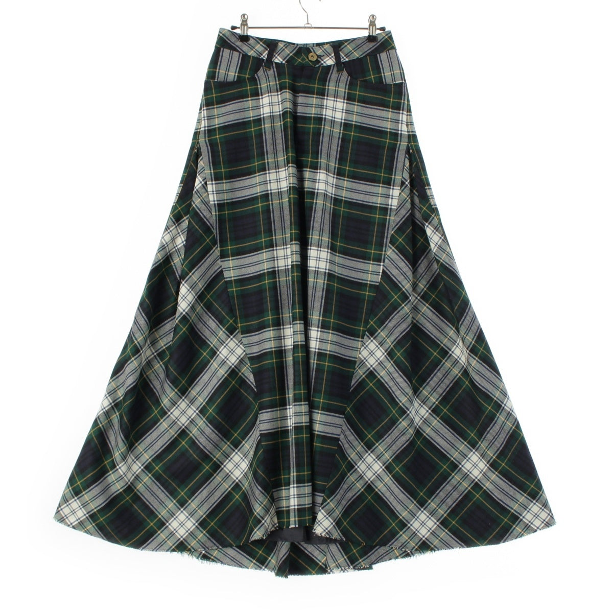 MADISON BLUE FALL 5-pocket remake cut-off tartan check long skirt MB234-6011 green 01