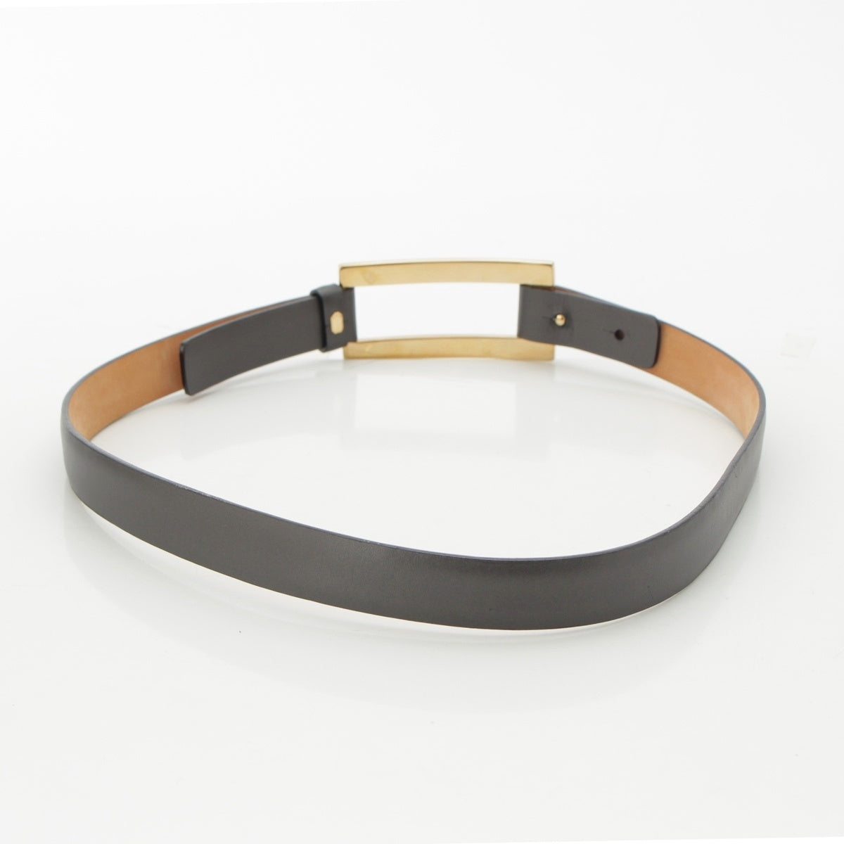 GUCCI Square buckle waist mark belt Black gold