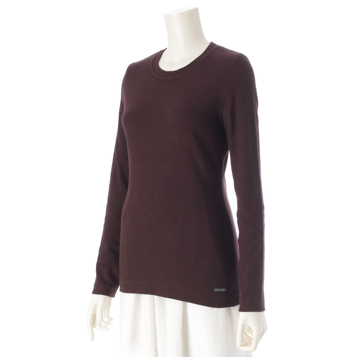 GUCCI Tom Ford-era long-sleeved ribbed knit top knit Burgundy L