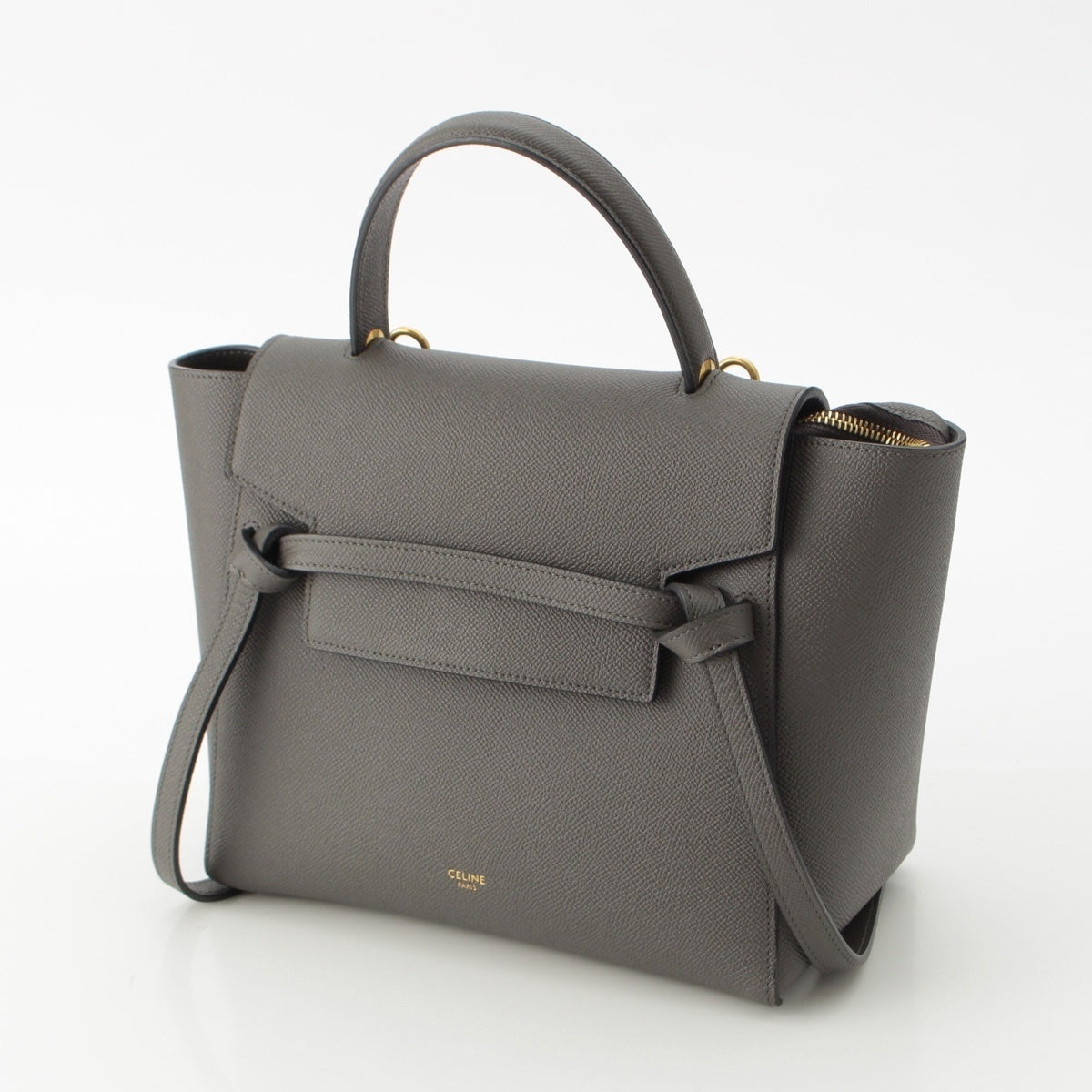 CELINE leather Micro 2-Way Belt Bag Crossbody Shoulder Bag Handbag 189153ZVA gray