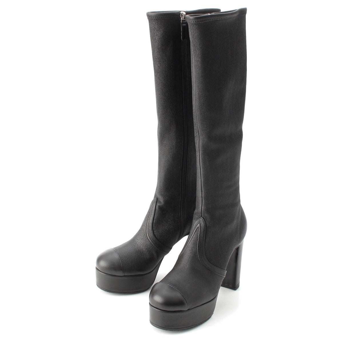 CHANEL 24K Platform High-Heeled Long Knee-High Boots boots G46015 black 39C