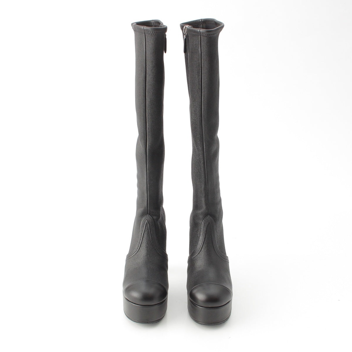 CHANEL 24K Platform High-Heeled Long Knee-High Boots boots G46015 black 39C