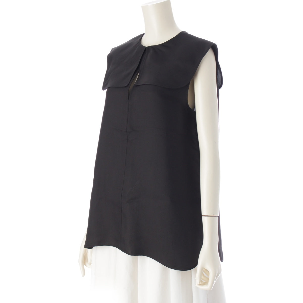 JIL SANDER Rayon Silk Big Collar Sleeveless blouse tops JSPU560606WU39190021 black 36