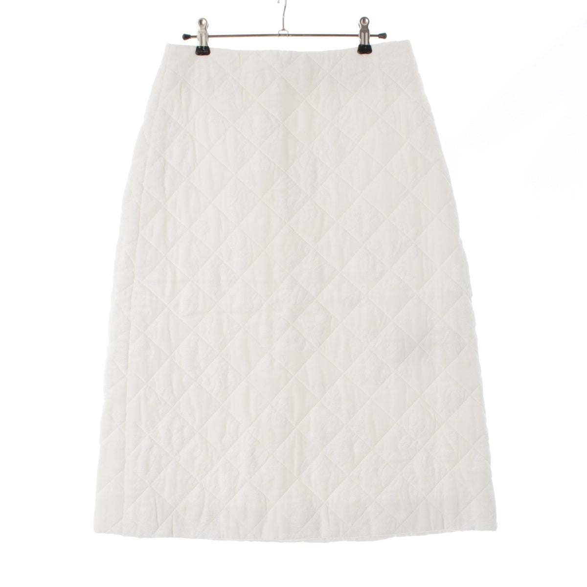 JIL SANDER Rayon Quilting Padded flower jacquard skirt Bottoms white 34
