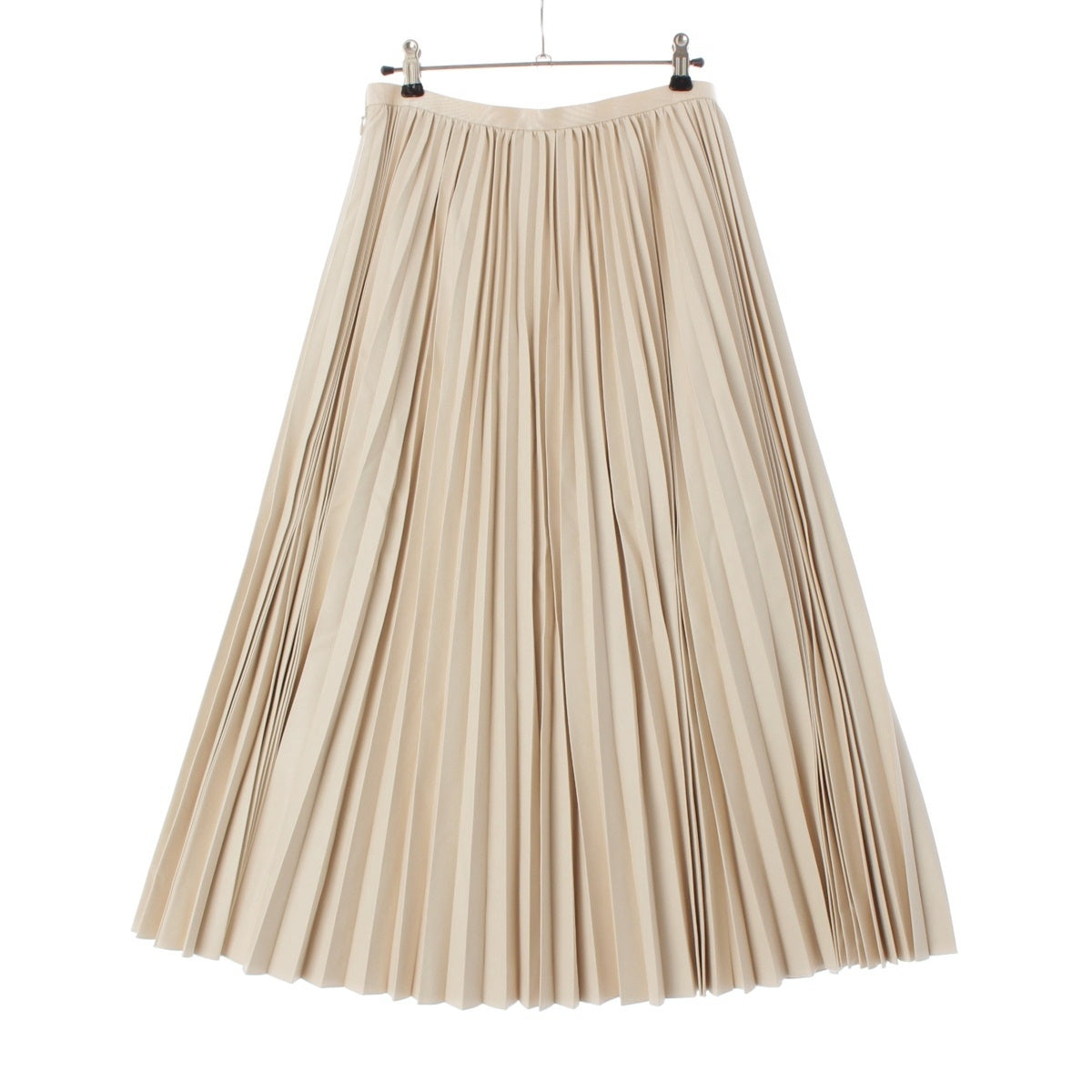 Drawer Faux leather, silk, rayon Accordion Pleated skirt Bottoms long 6524-299-1837 Beige Ivory 38