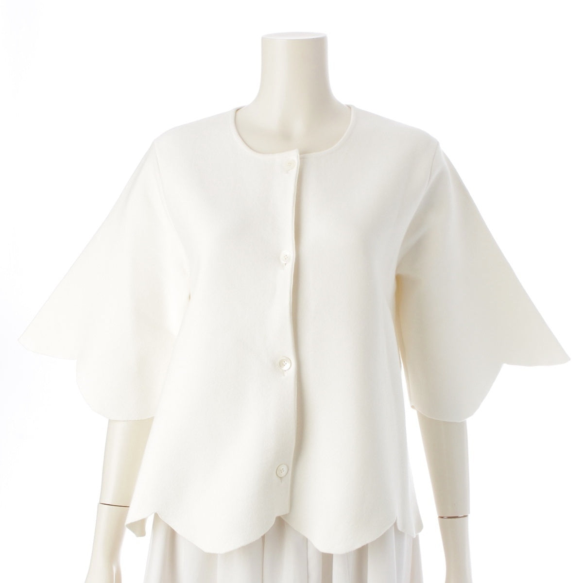 Rochas Rayon nylon Scallop knit short sleeves Jacket off white M