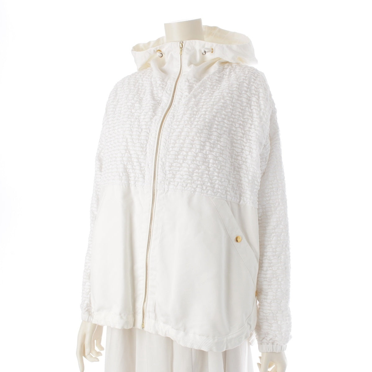 Drawer Jacquard switching gold button hooded Blouson 6522-299-0709 white