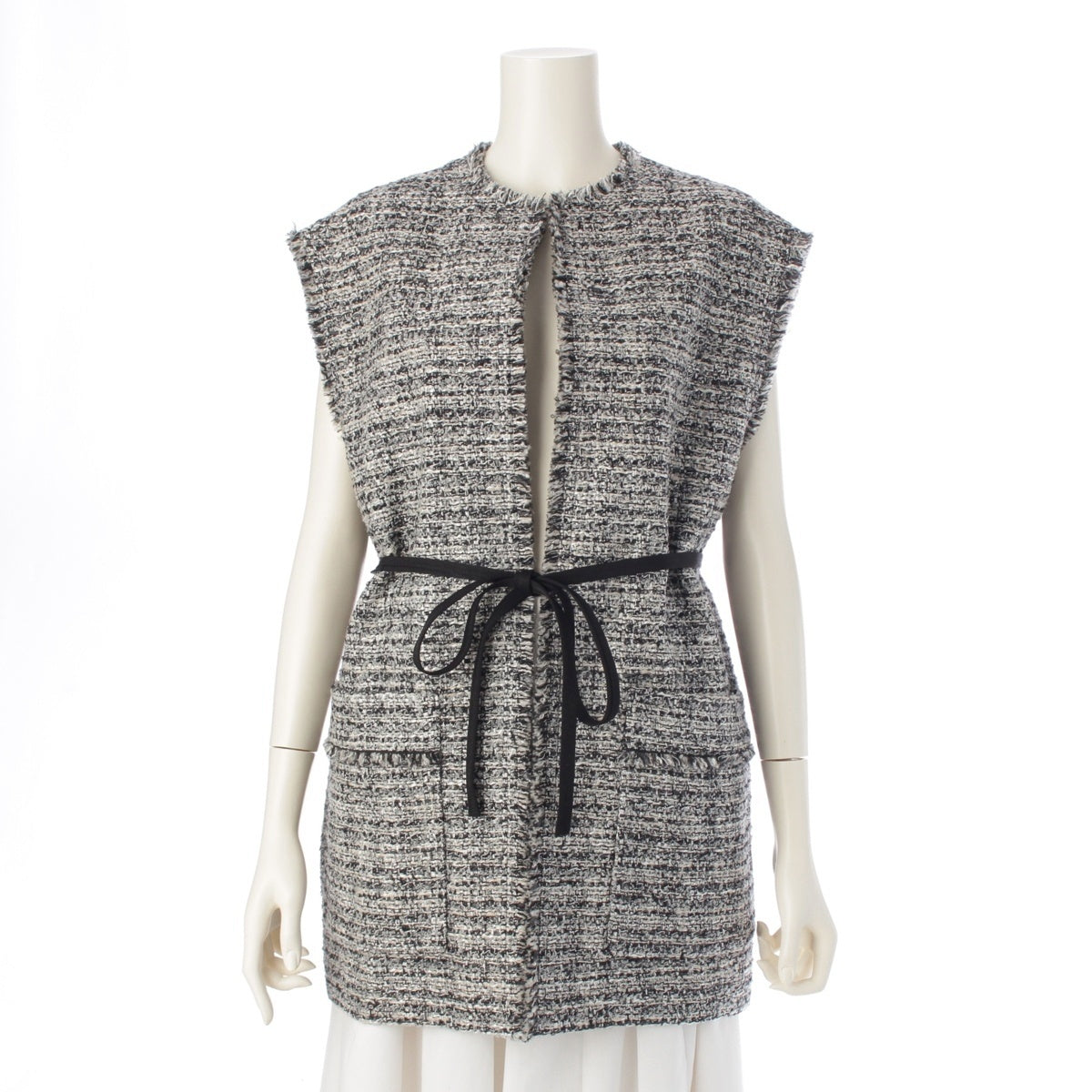 Drawer PRE1 tweed No sleeve Jacket 6522-299-0802 black 36