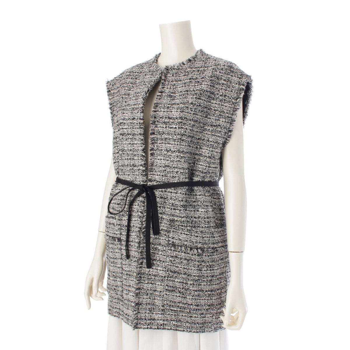 Drawer PRE1 tweed No sleeve Jacket 6522-299-0802 black 36