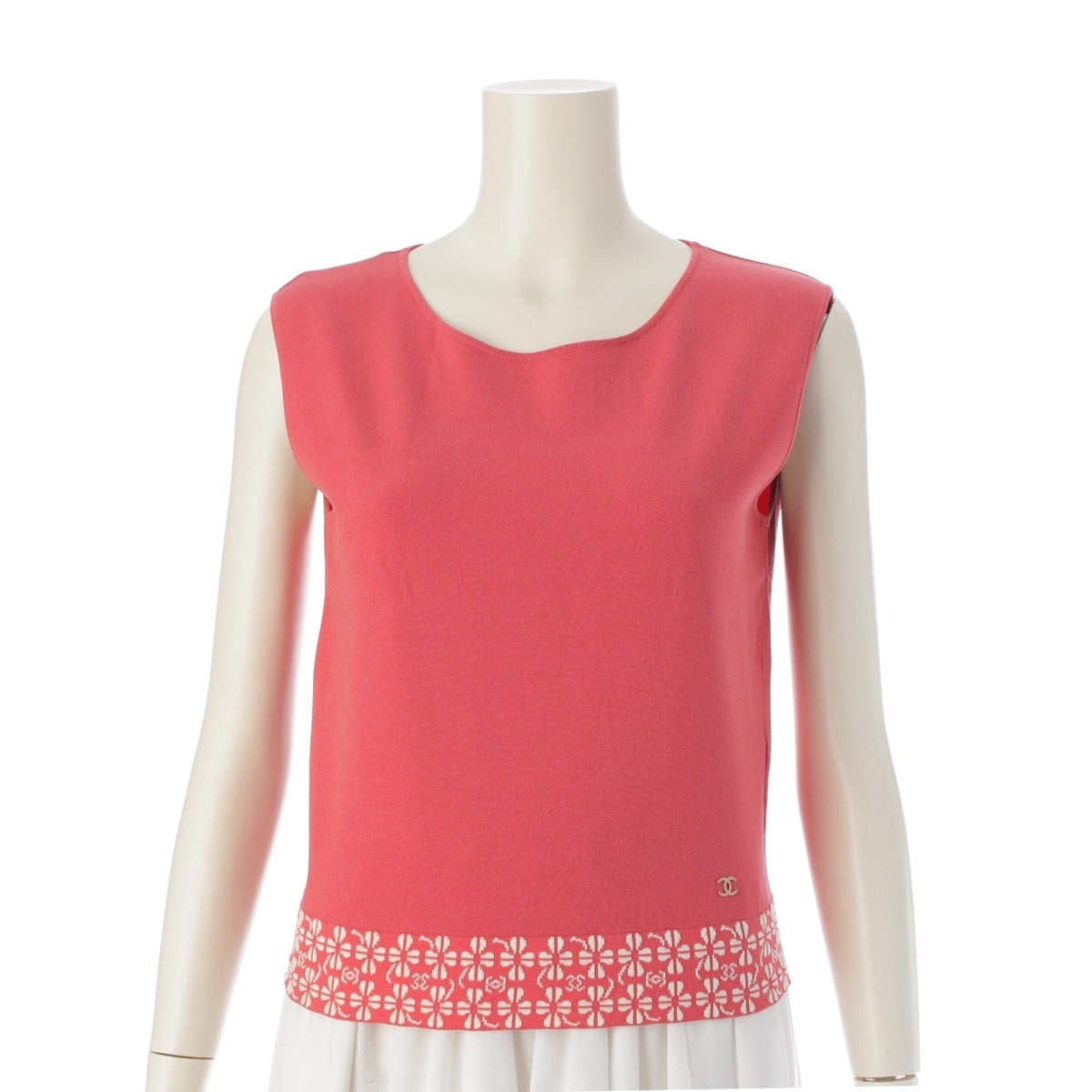 CHANEL Rayon COCO Mark Sleeveless Knit Tank Top Cut tops P17276V00905 Pink 38