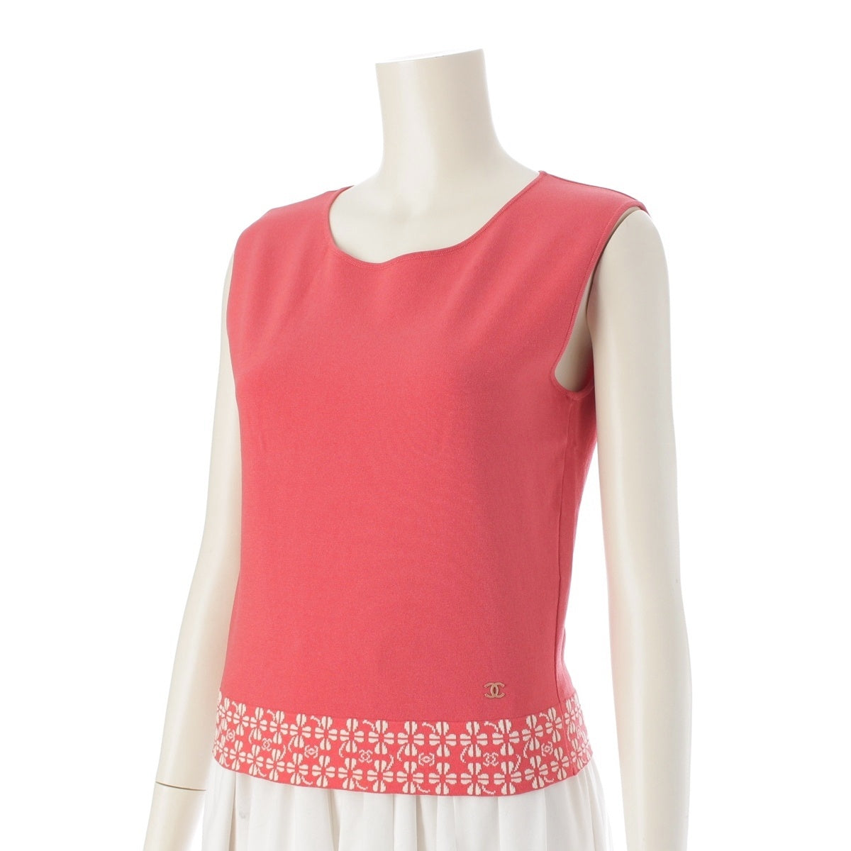 CHANEL Rayon COCO Mark Sleeveless Knit Tank Top Cut tops P17276V00905 Pink 38