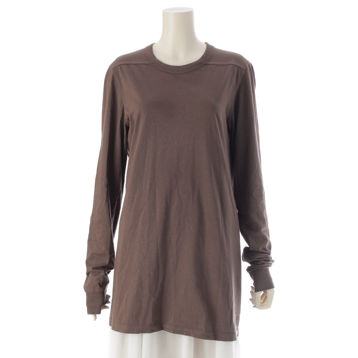 Rick Owens cotton Level TEE Cut and Sew Cut RU02C7266 Brown XS