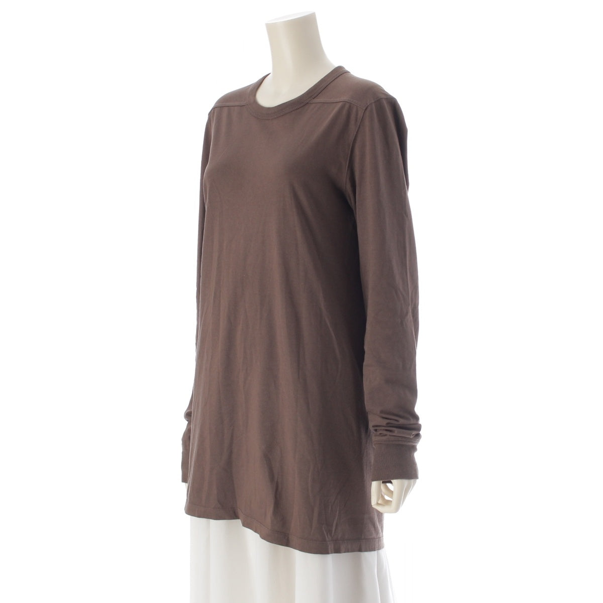 Rick Owens cotton Level TEE Cut and Sew Cut RU02C7266 Brown XS