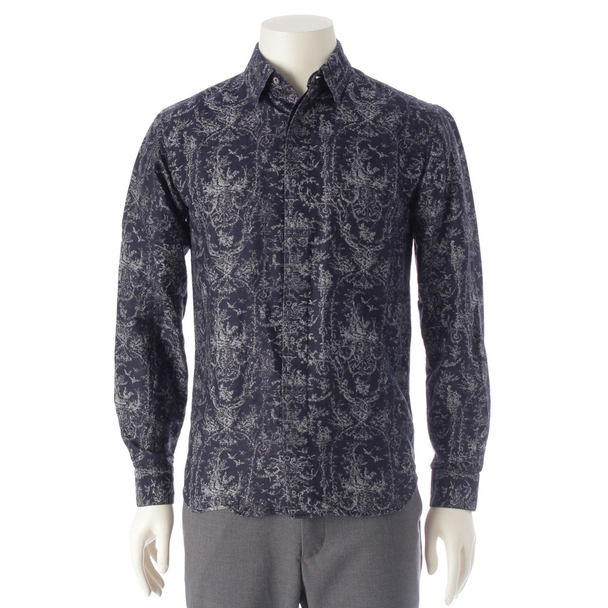 DIOR HOMME Toile de Jouy cotton Long sleeve Long sleeve shirt tops 923C501W8455 blue 37