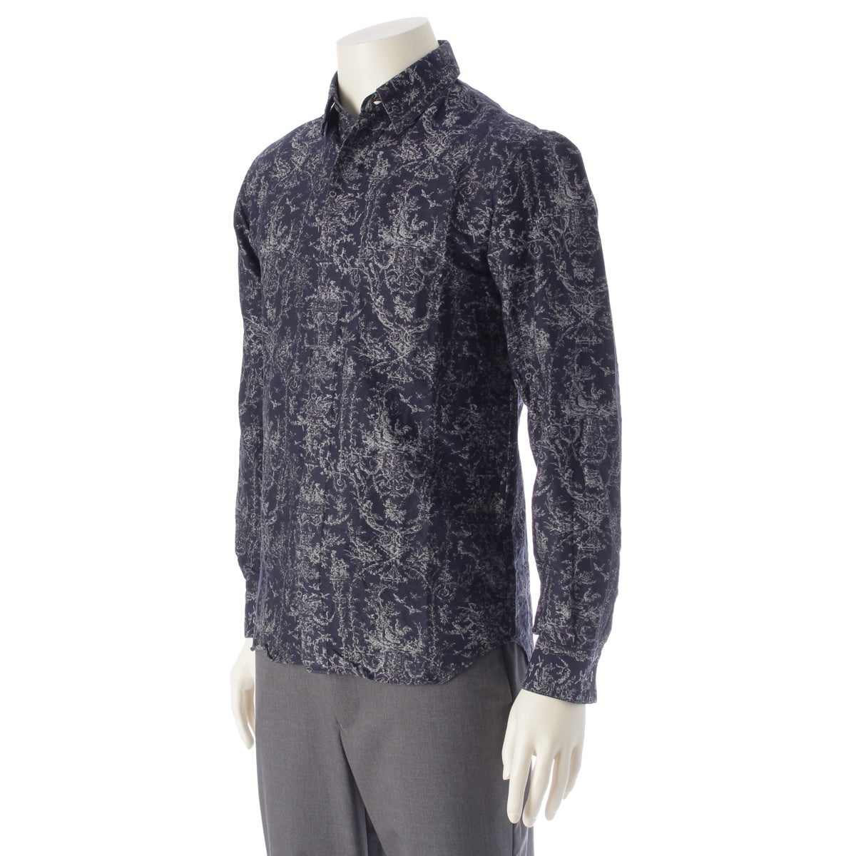 DIOR HOMME Toile de Jouy cotton Long sleeve Long sleeve shirt tops 923C501W8455 blue 37