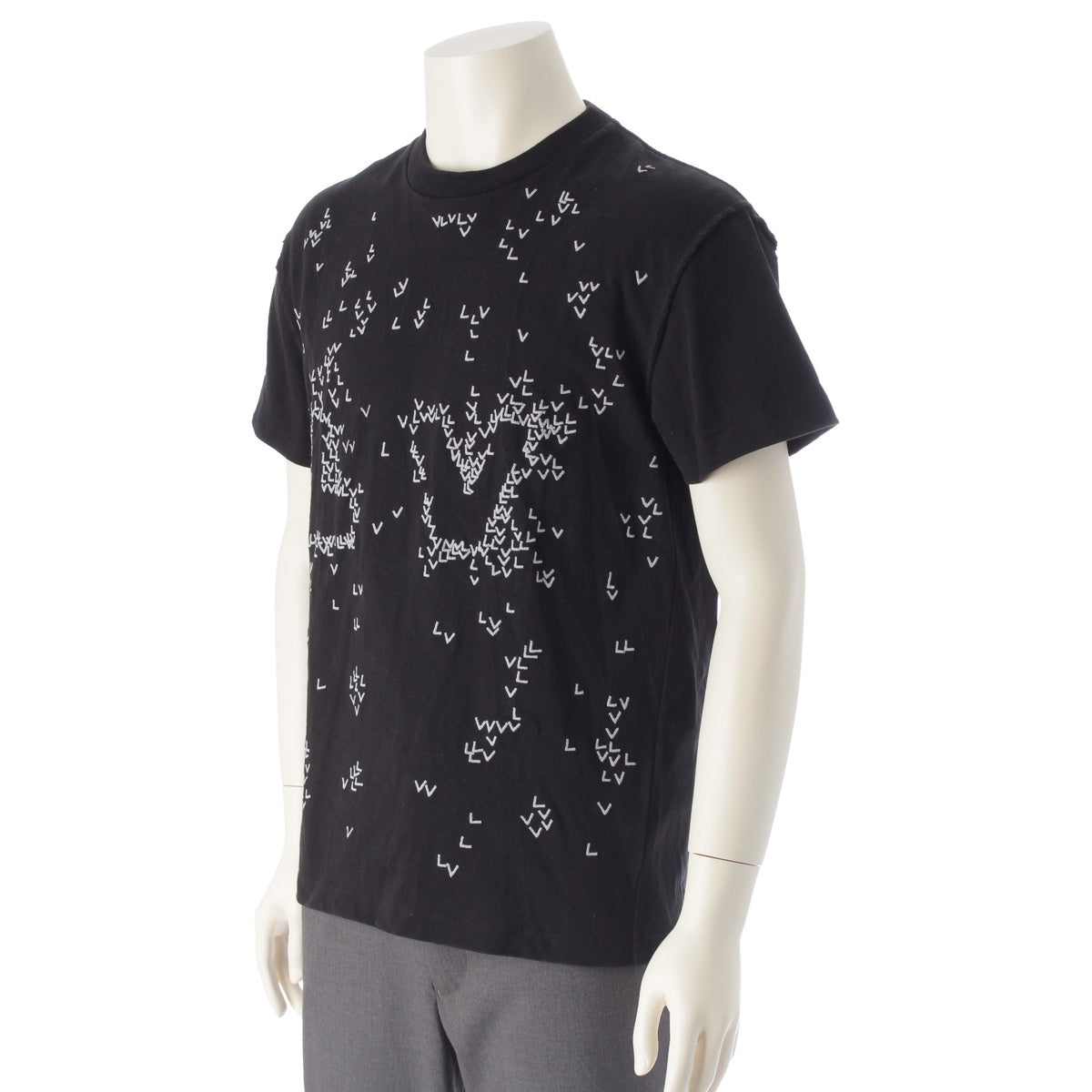 LOUIS VUITTON cotton LV spread embroidery Short sleeve T-shirt tops black XS