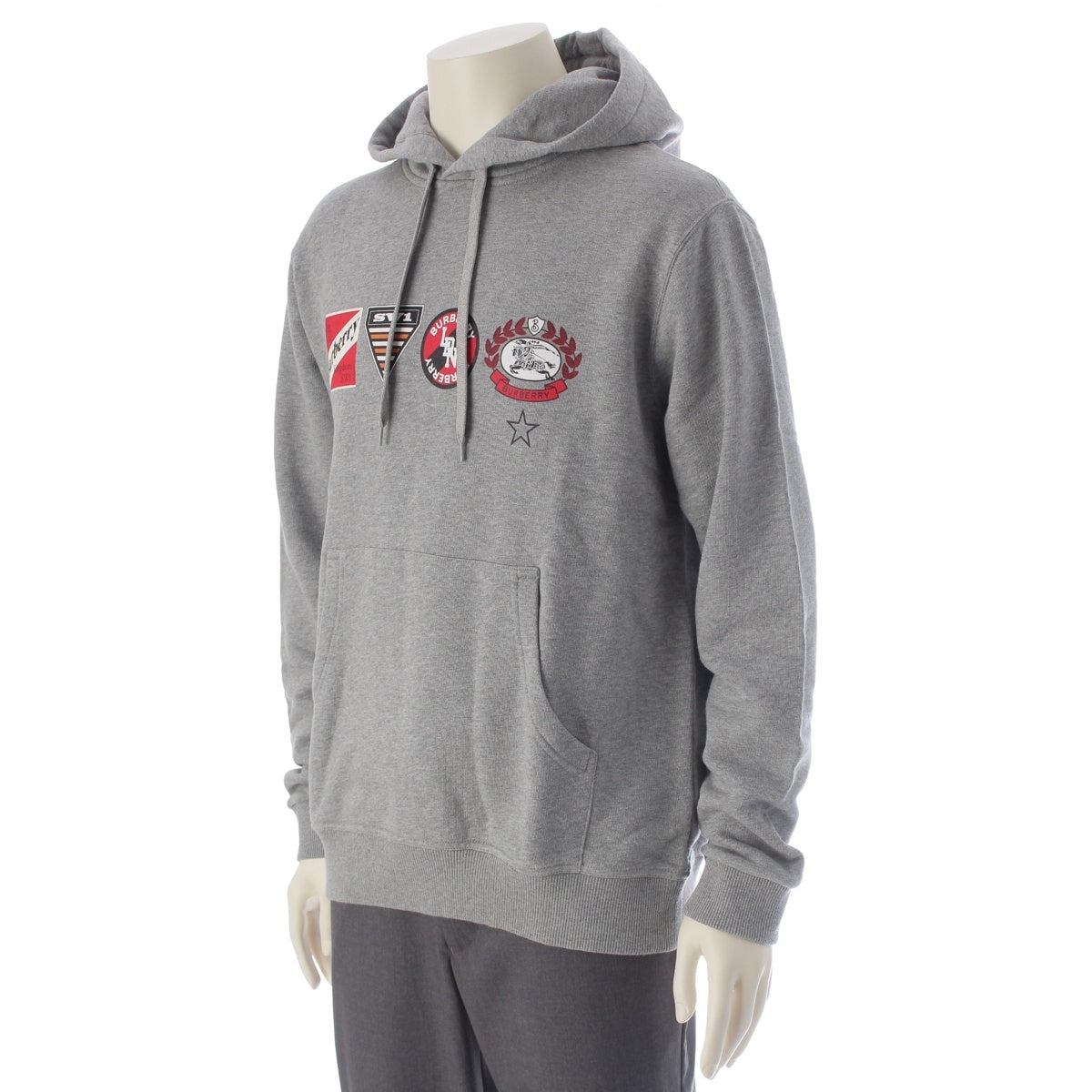 BURBERRY cotton Logo print Parker tops 8024323 gray S