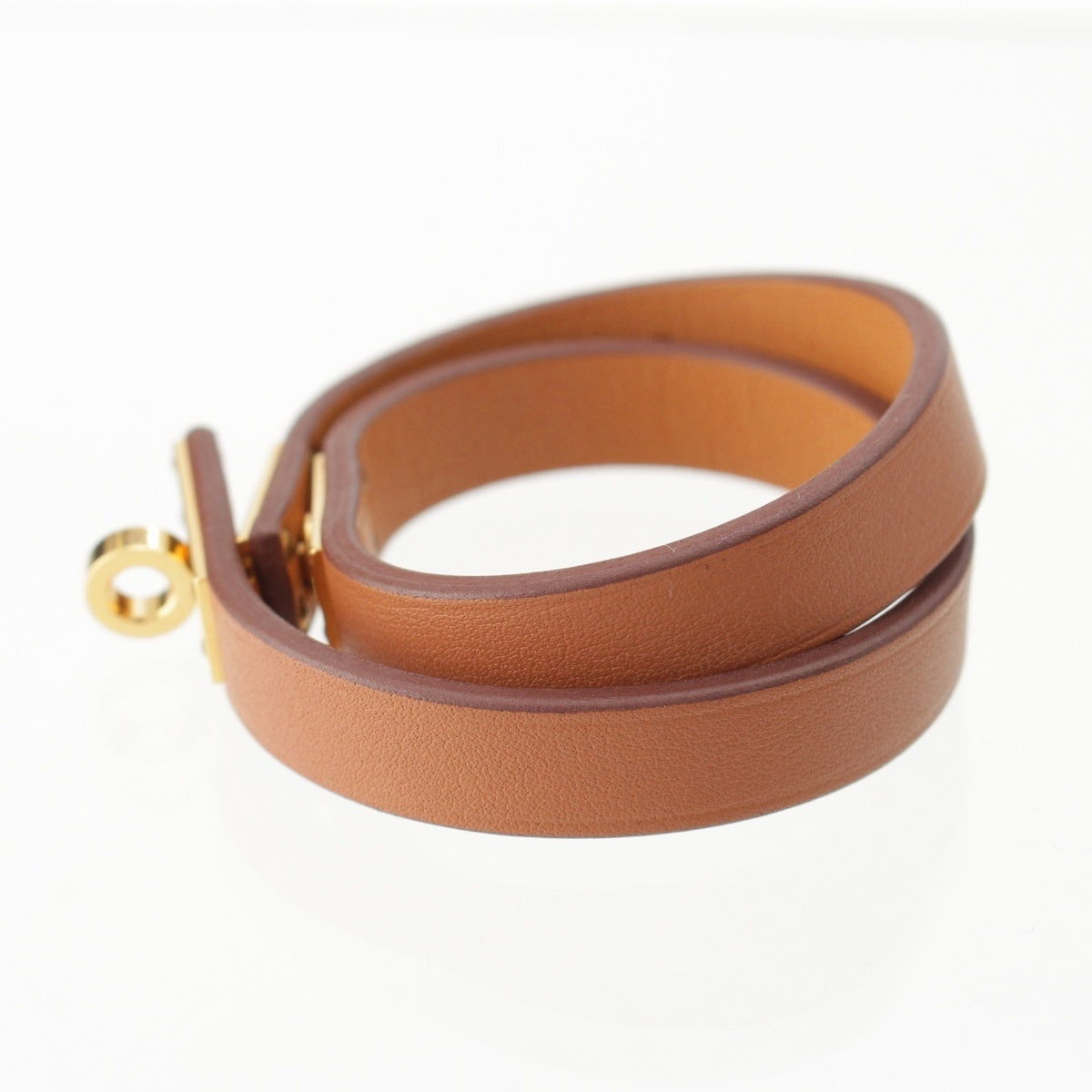 HERMES Mini Kelly Double Tour Swift Leather bracelet Accessories Brown T1