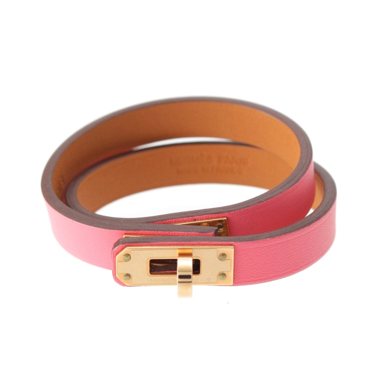 HERMES Mini Kelly Dubrutur Swift Leather bracelet Pink Rose Azalea T1