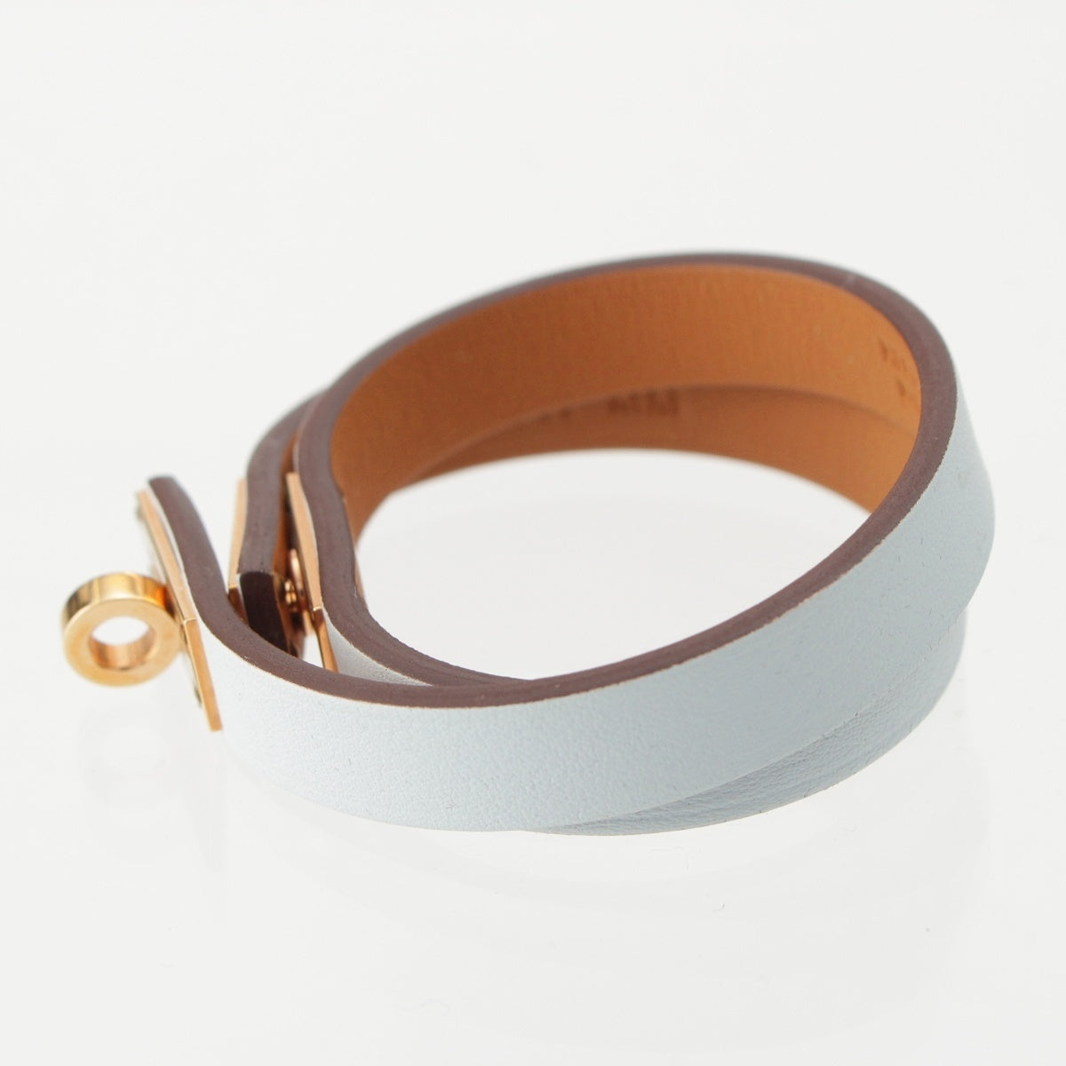 HERMES Swift Leather Mini Kelly Double Tour bracelet Accessories Blue Pale T1