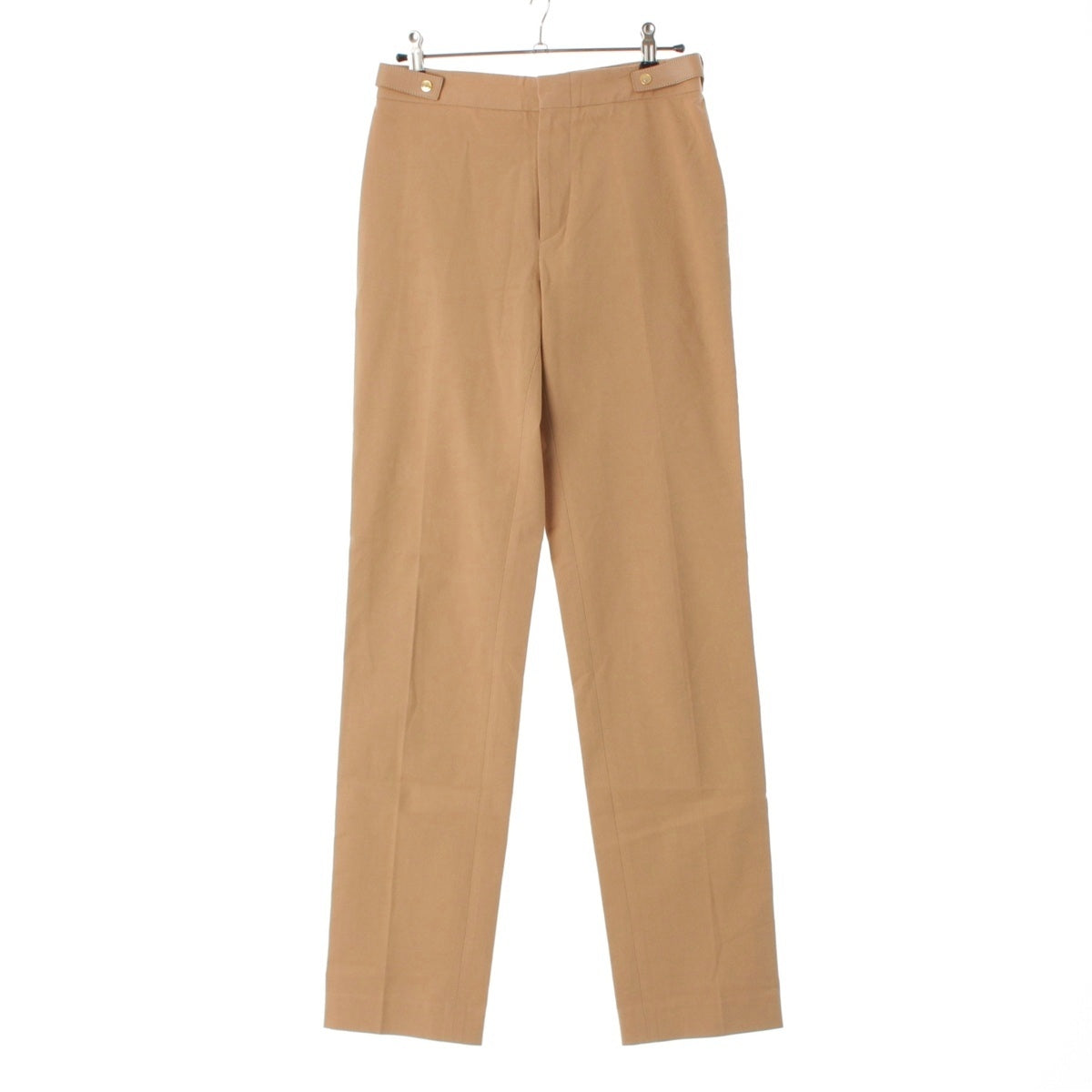 GUCCI cotton Tom Ford-era leather belt design slacks Pants Bottoms Beige brown 40
