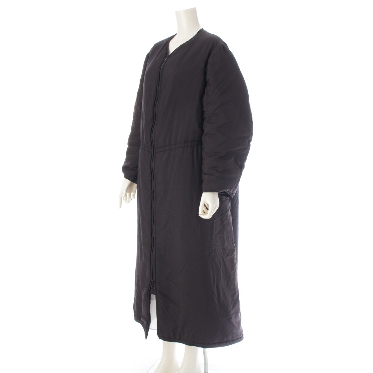 Yohji Yamamoto silk Feather print padded long coat outer FM-D24-429 black 2