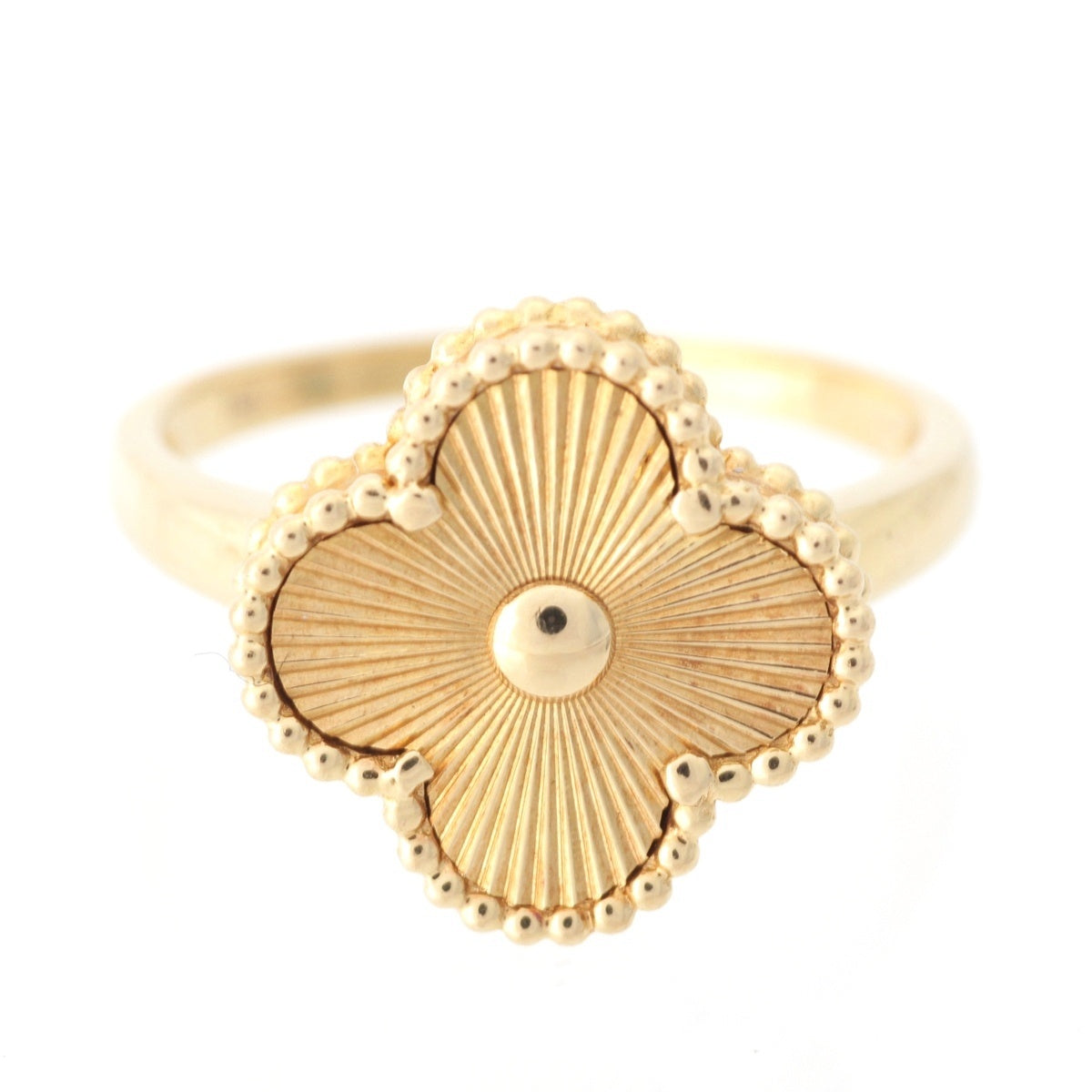 no brand Flower Clover Guilloche Ring ring jewelry Au750 Yellow Gold 16.5 5.8g