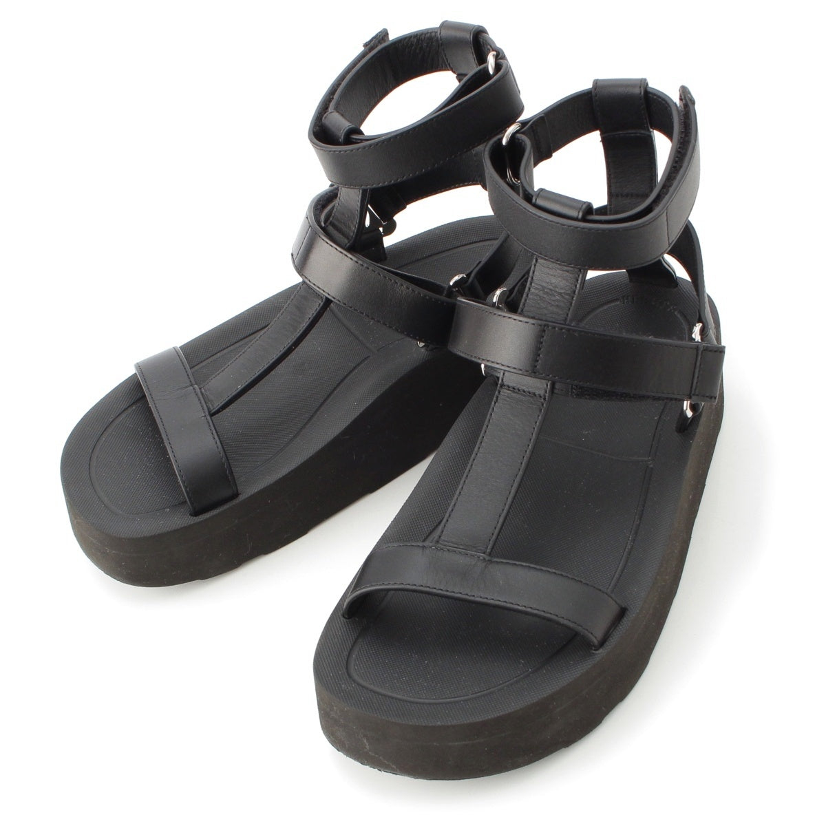 HERMES Enid leather Ankle strap Sandals shoes black 36