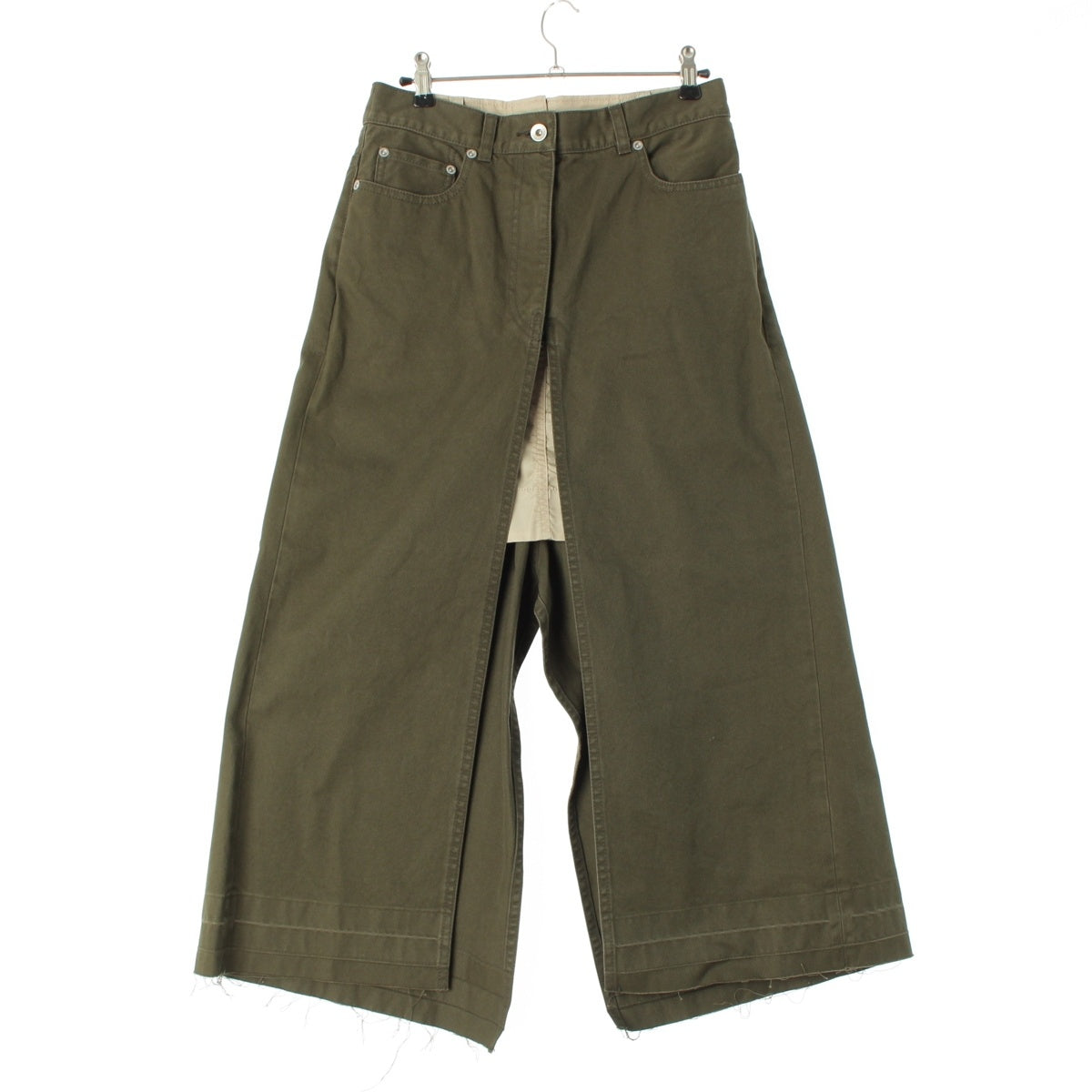 Sacai Nylon Denim Docking slit design long skirt Bottoms 22-05965 khaki 1