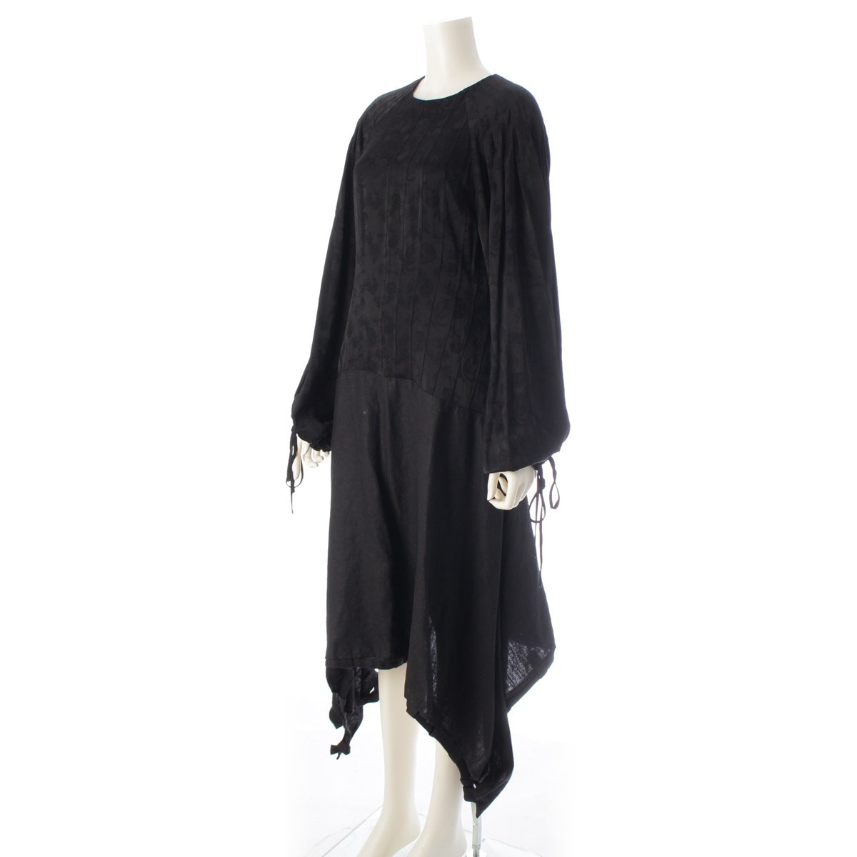 LOEWE Viscose Rayon Linen Toggle Ribbon one piece Long sleeve long black 36