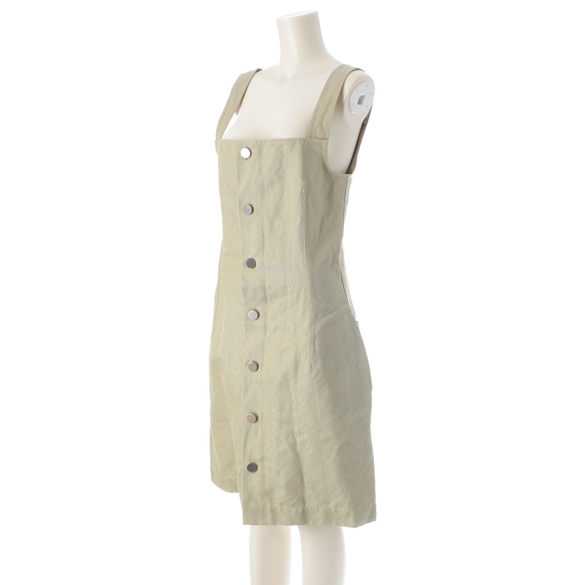 BOTTEGAVENETA cotton Sleeveless Metallic Twill one piece dress 699348 Khaki green 38