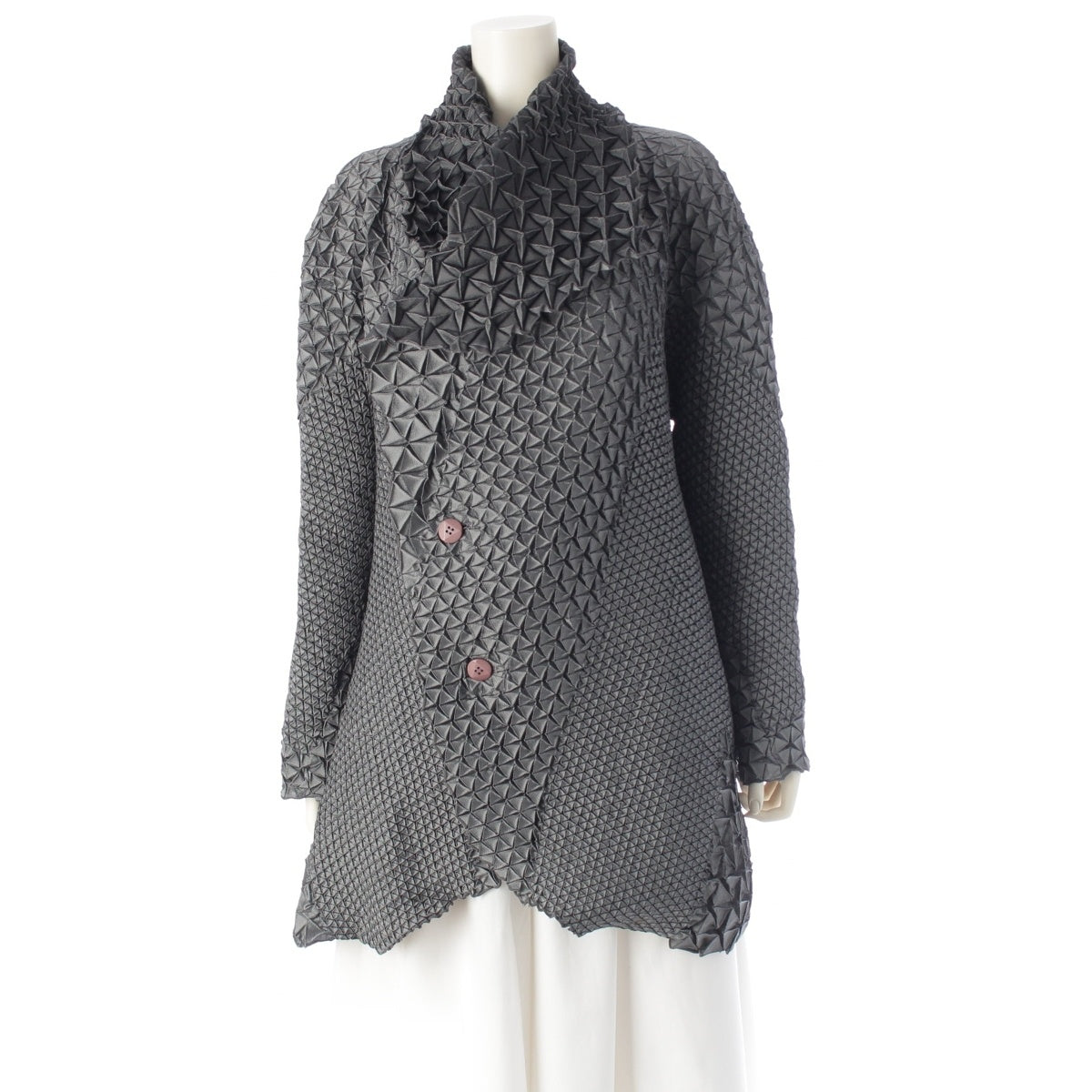 ISSEY MIYAKE 3D Steam Stretch Pleated Kaleidoscope Transformation tailored jacket IM71FD035 gray 2