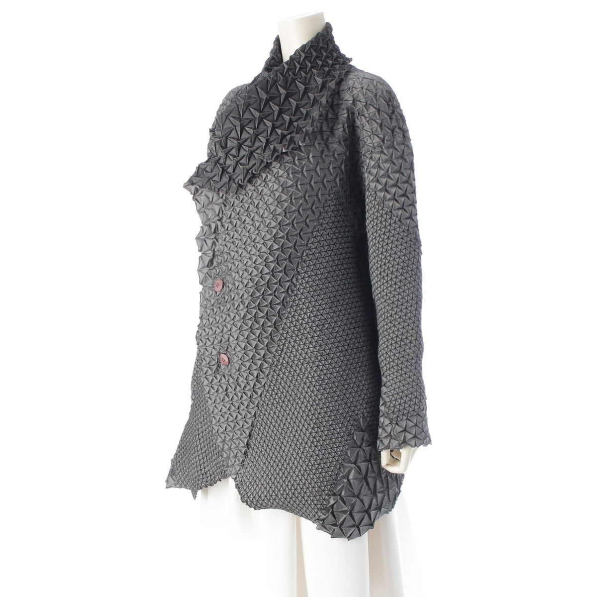 ISSEY MIYAKE 3D Steam Stretch Pleated Kaleidoscope Transformation tailored jacket IM71FD035 gray 2