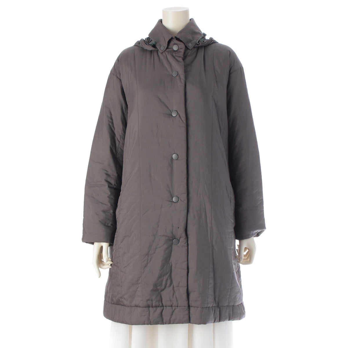 ISSEY MIYAKE polyester long down coat IM14FA008 Gray khaki 2