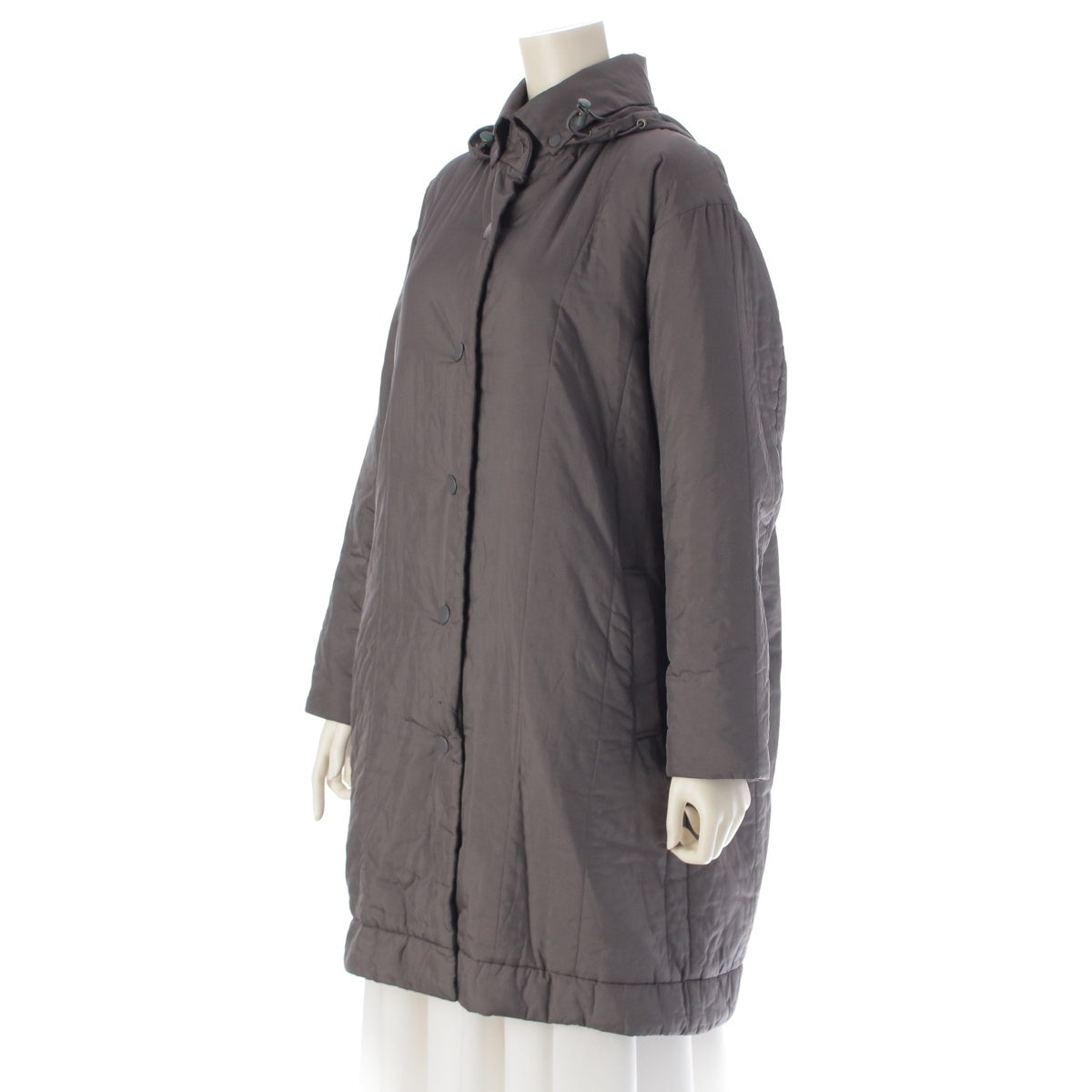 ISSEY MIYAKE polyester long down coat IM14FA008 Gray khaki 2