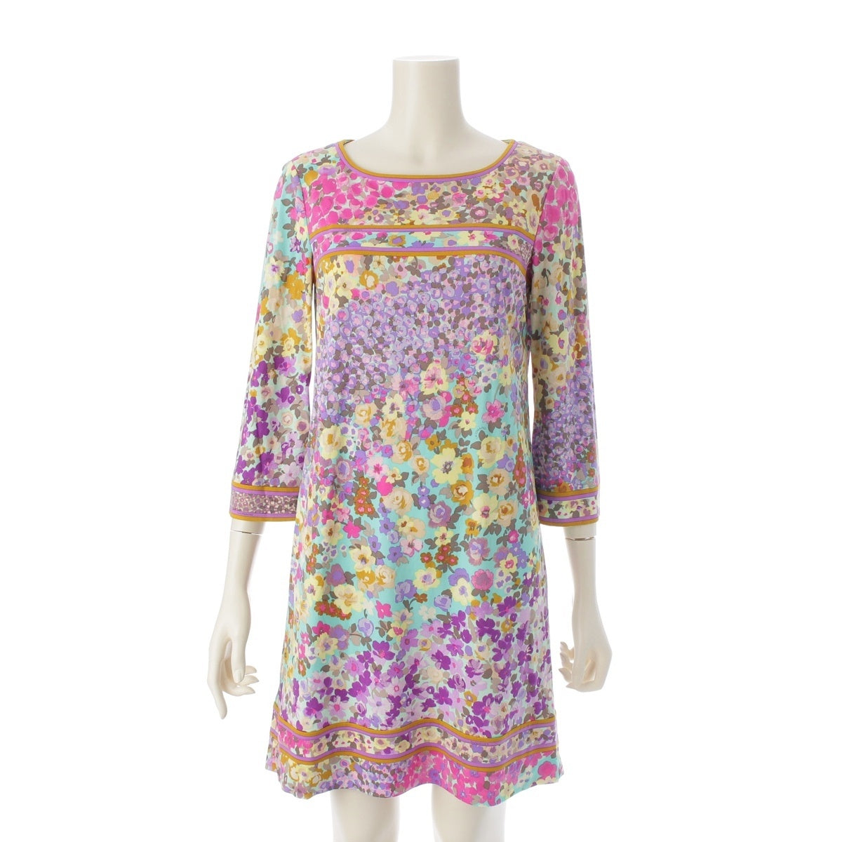 LEONARD Acetate x Polyester Cancan flower floral pattern all over one piece dress 0130226 multicolor 36