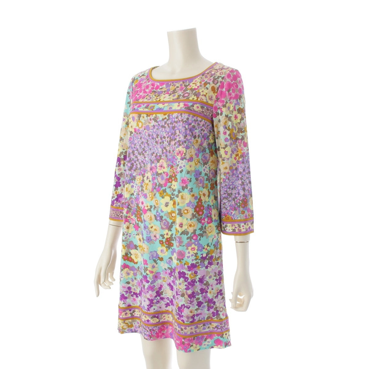 LEONARD Acetate x Polyester Cancan flower floral pattern all over one piece dress 0130226 multicolor 36