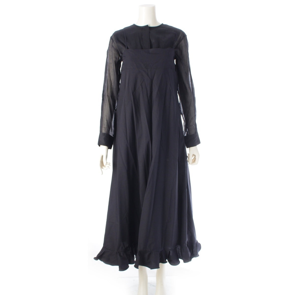 Drawer Cotton rayon Taffeta one-piece long-sleeved sheer underdress ensemble one piece 6526-299-1373 black 36