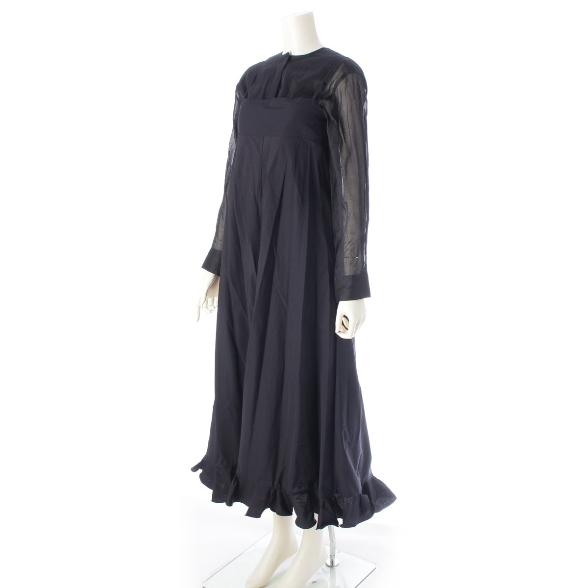 Drawer Cotton rayon Taffeta one-piece long-sleeved sheer underdress ensemble one piece 6526-299-1373 black 36
