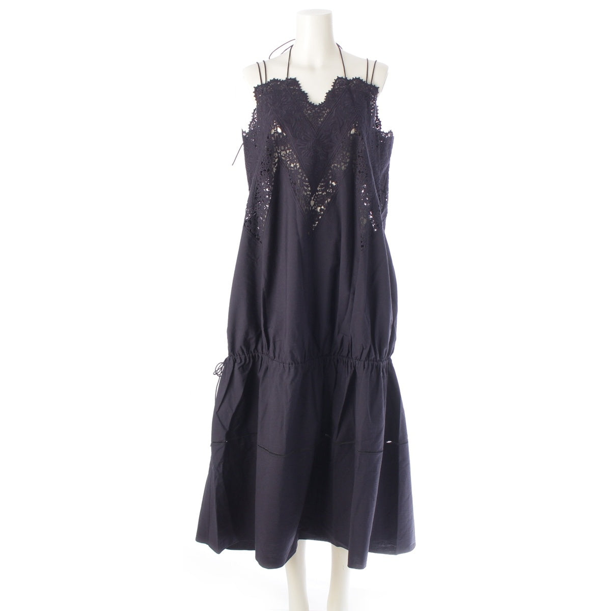 Drawer cotton embroidery embroidery one piece Camisole lace maxi dress 6526-299-1437 Navy 36