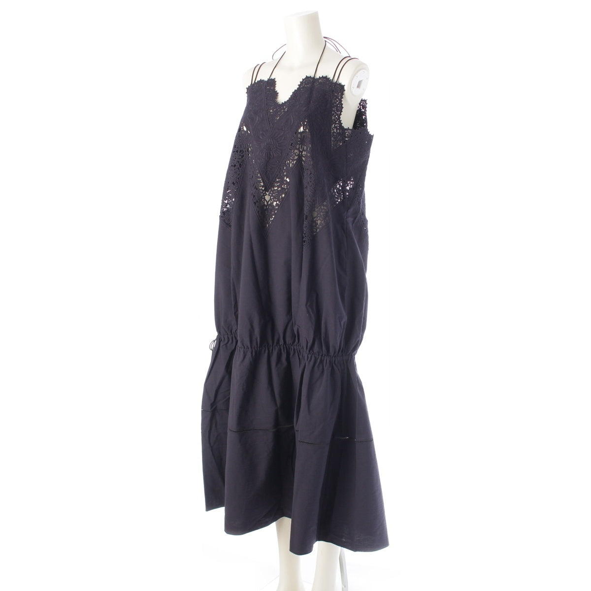 Drawer cotton embroidery embroidery one piece Camisole lace maxi dress 6526-299-1437 Navy 36