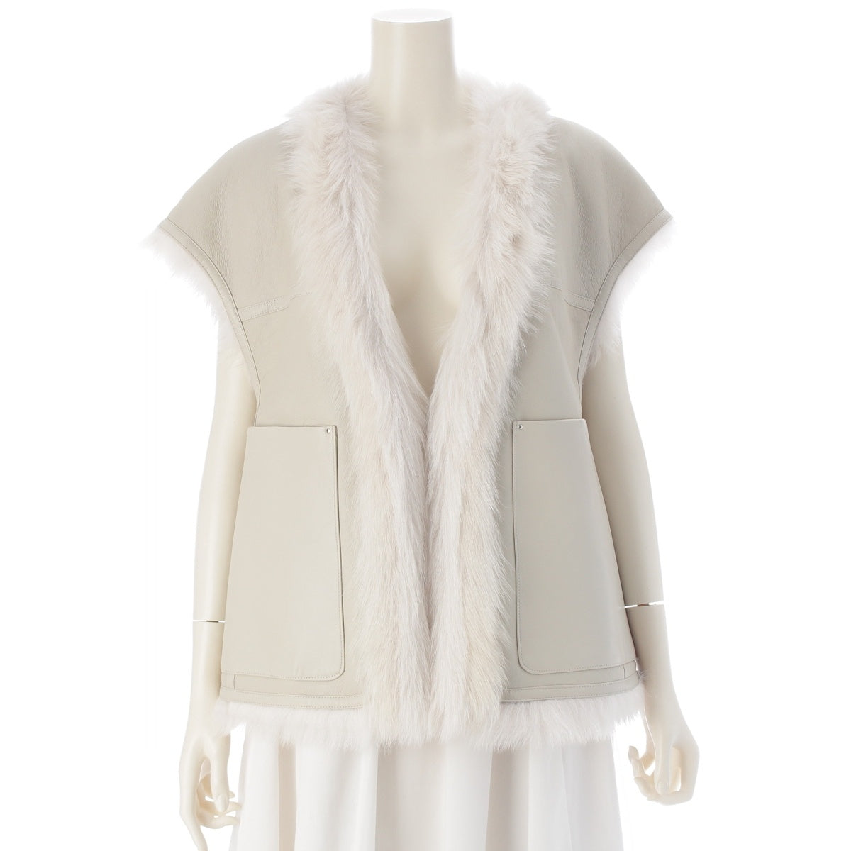 Drawer Mouton fur leather Best Jackets Outerwear Tops 6523-299-0124 Off-white Greige 36