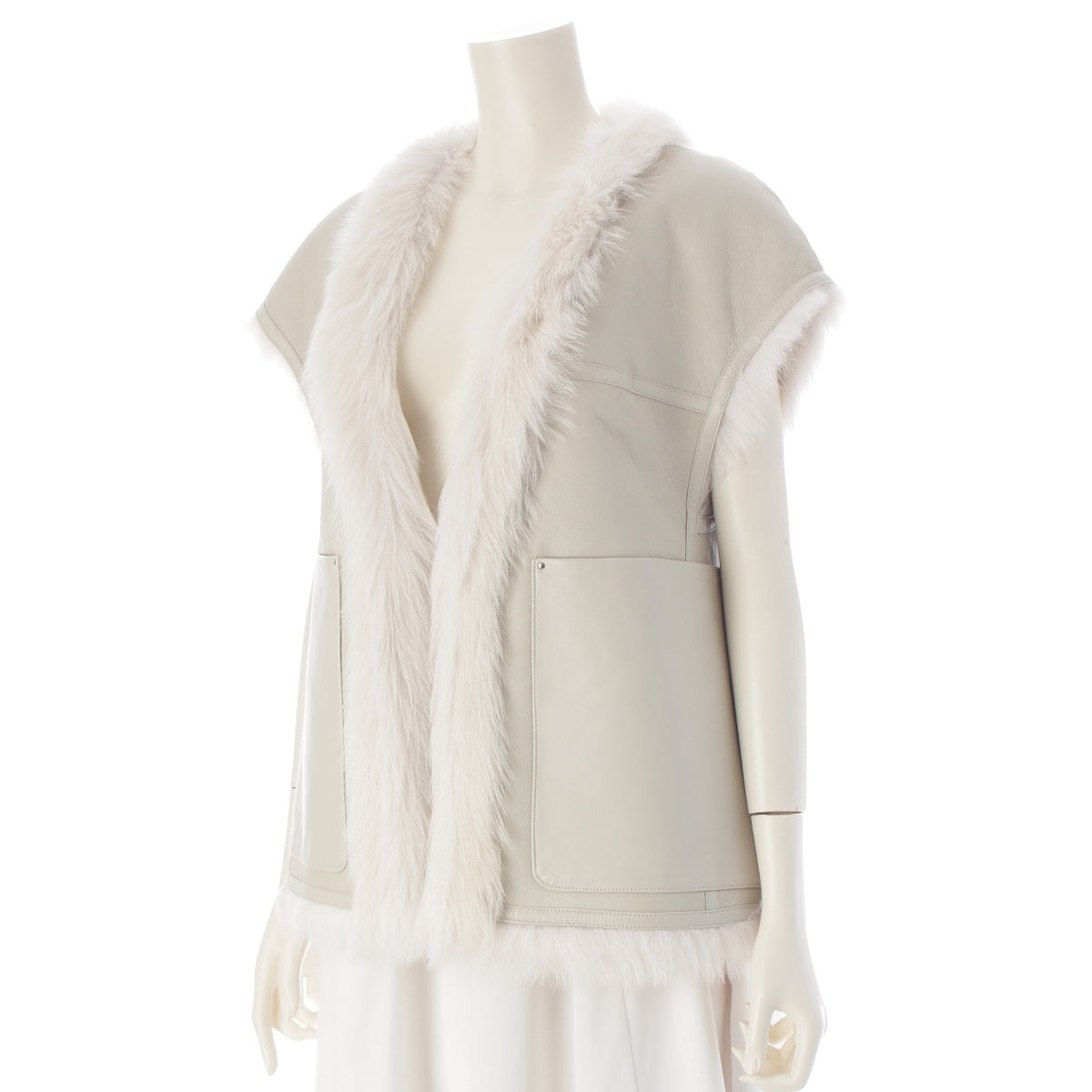Drawer Mouton fur leather Best Jackets Outerwear Tops 6523-299-0124 Off-white Greige 36