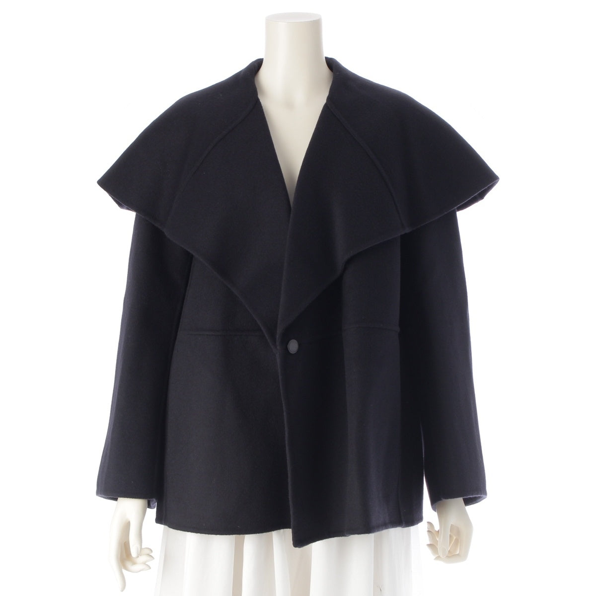 Drawer wool Kenuki Big Collar Short coat Jacket outerwear 6525-299-0860 Navy 36