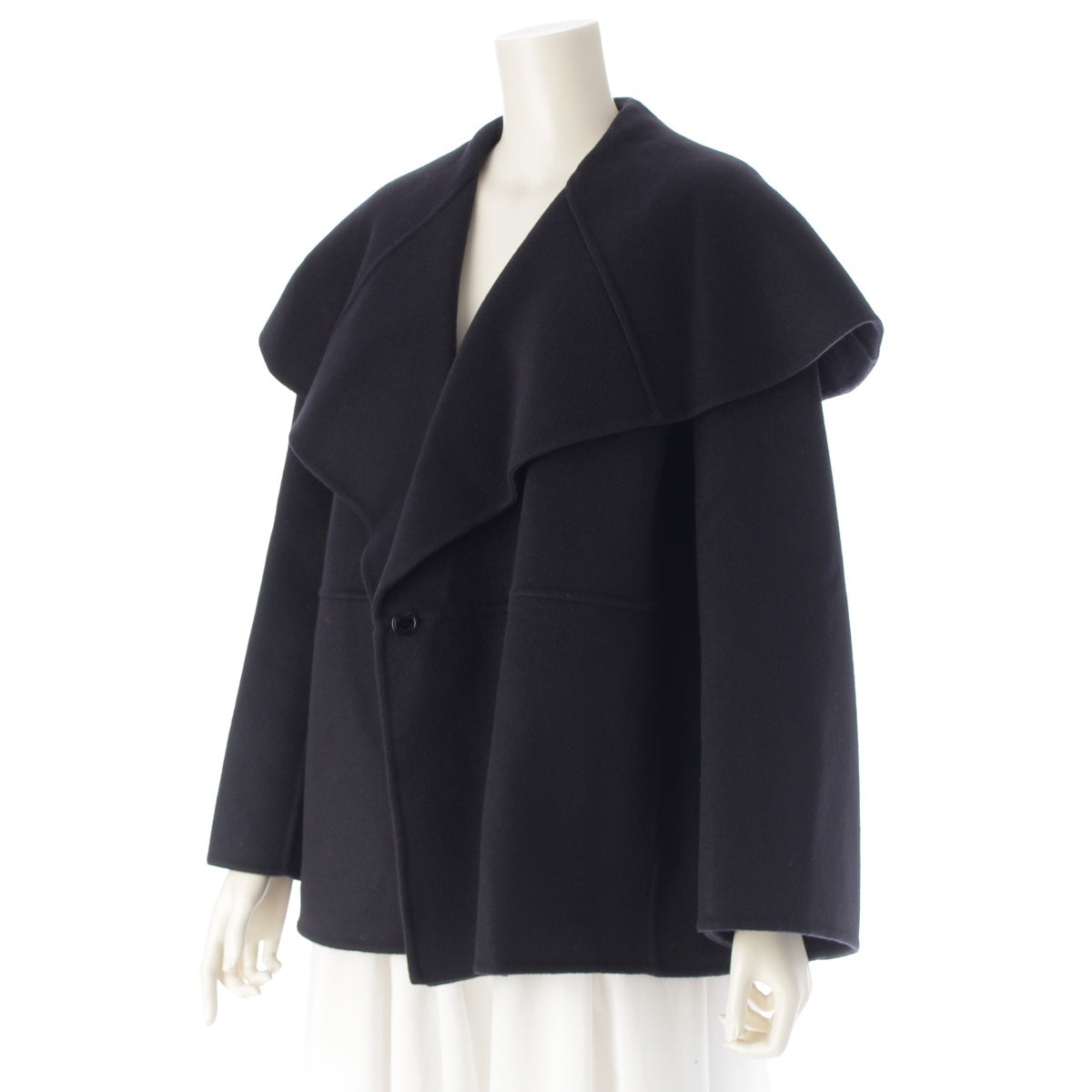 Drawer wool Kenuki Big Collar Short coat Jacket outerwear 6525-299-0860 Navy 36