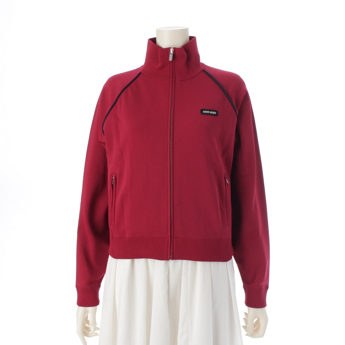 MIUMIU Nylon Technical yarn zip Blouson track tops MMF958 Amaranth Red Bordeaux 38