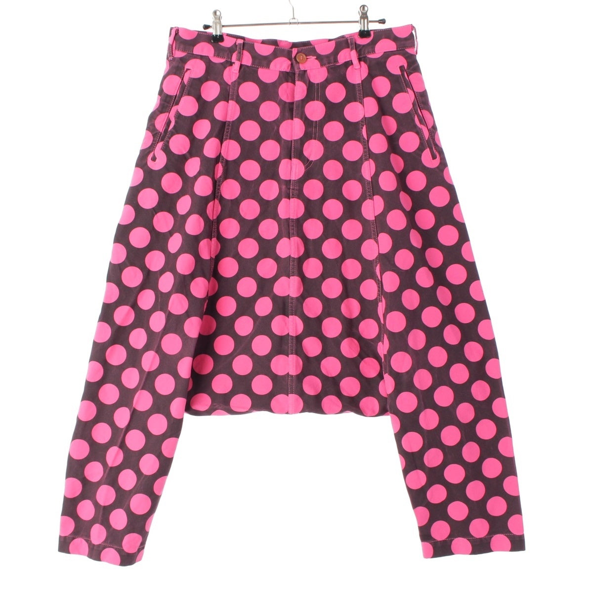 COMME des GARCONS HOMME PLUS EVER GREEN Polyester Shrinkage Piece dyed, garment dyed, polka dots, sarouel Pants Bottoms PD-P211 Pink black XS