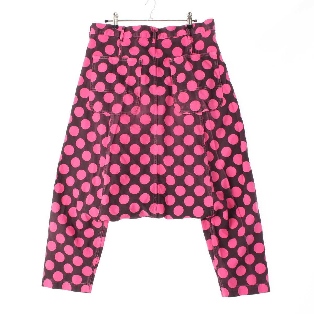 COMME des GARCONS HOMME PLUS EVER GREEN Polyester Shrinkage Piece dyed, garment dyed, polka dots, sarouel Pants Bottoms PD-P211 Pink black XS